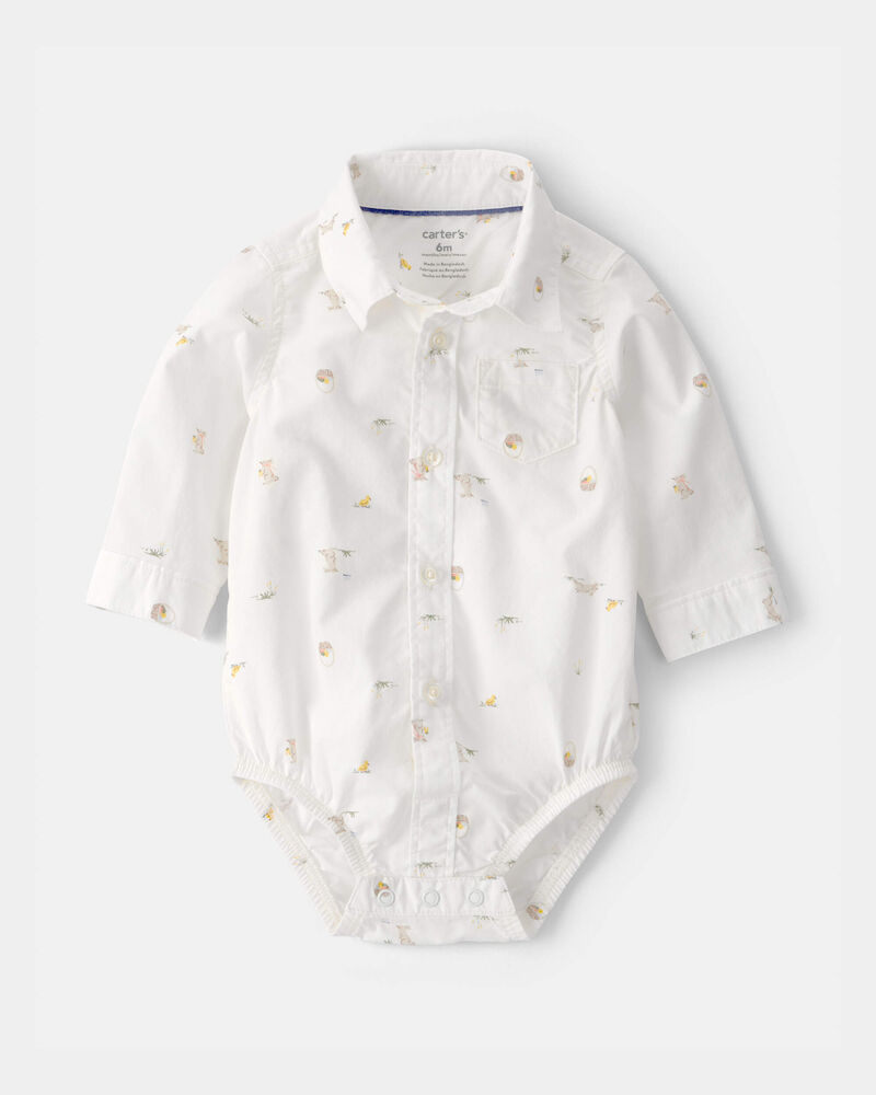 Baby Boy 2-Piece Bunny Bodysuit & Suspender Pant Set - Cream/Khaki, image 3 of 6 slides