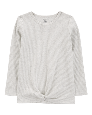 Kid Ribbed Knot Long-Sleeve Top, 