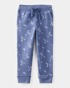 Toddler Girl Heart Print French Terry Drawstring Joggers - Blue, image 1 of 4 slides