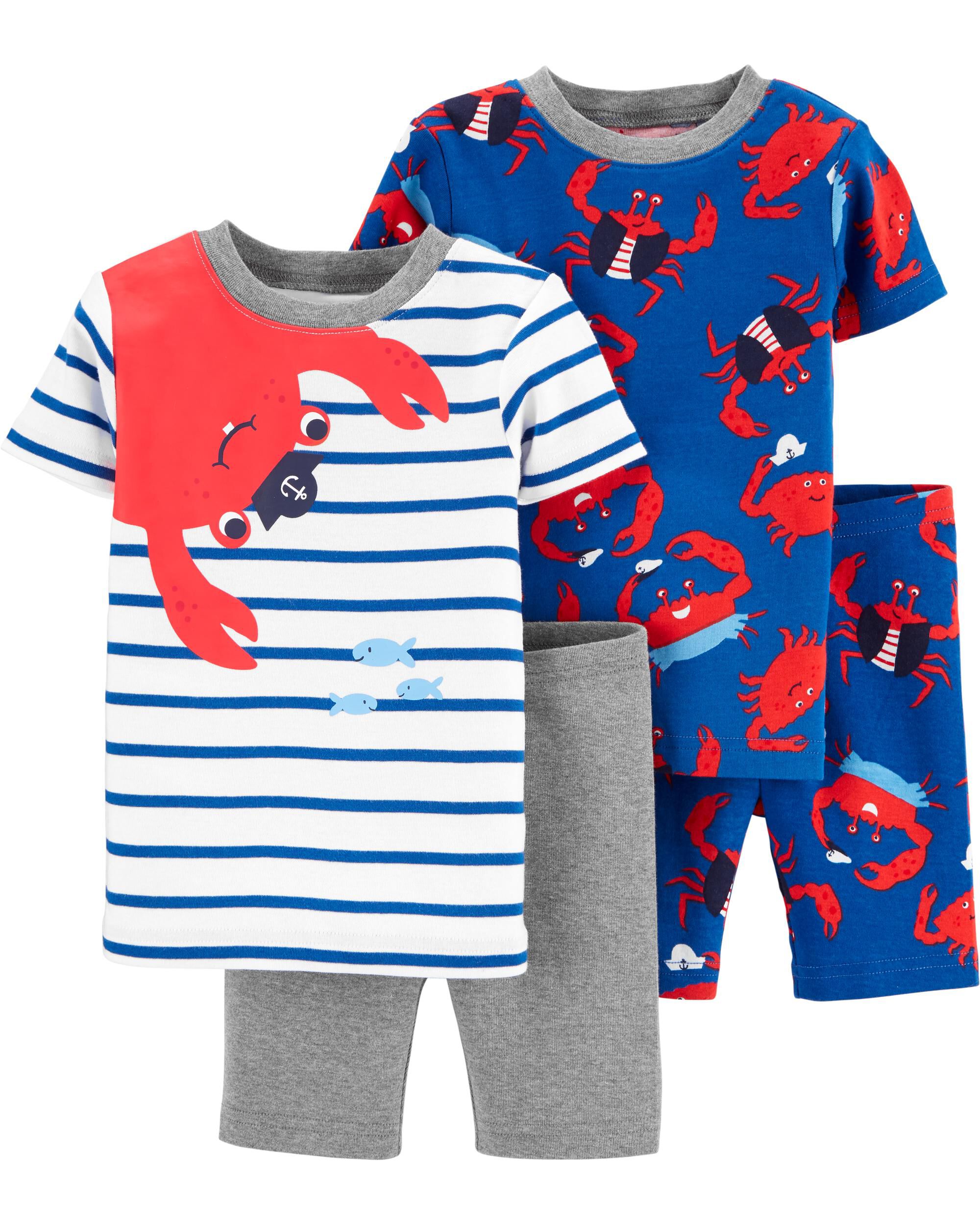 Multi 4 Piece Crab 100 Snug Fit Cotton Pyjamas Carter s Oshkosh
