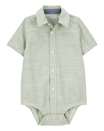 Baby Button-Front Bodysuit - Green, 