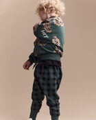 Toddler No-Seam Jogger Pant in Plaid - Green/Black, image 5 of 7 slides