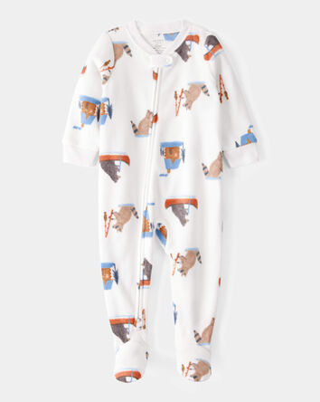 Toddler Boy 1-Piece Woodland Creatures Fleece Footie Pyjamas, 