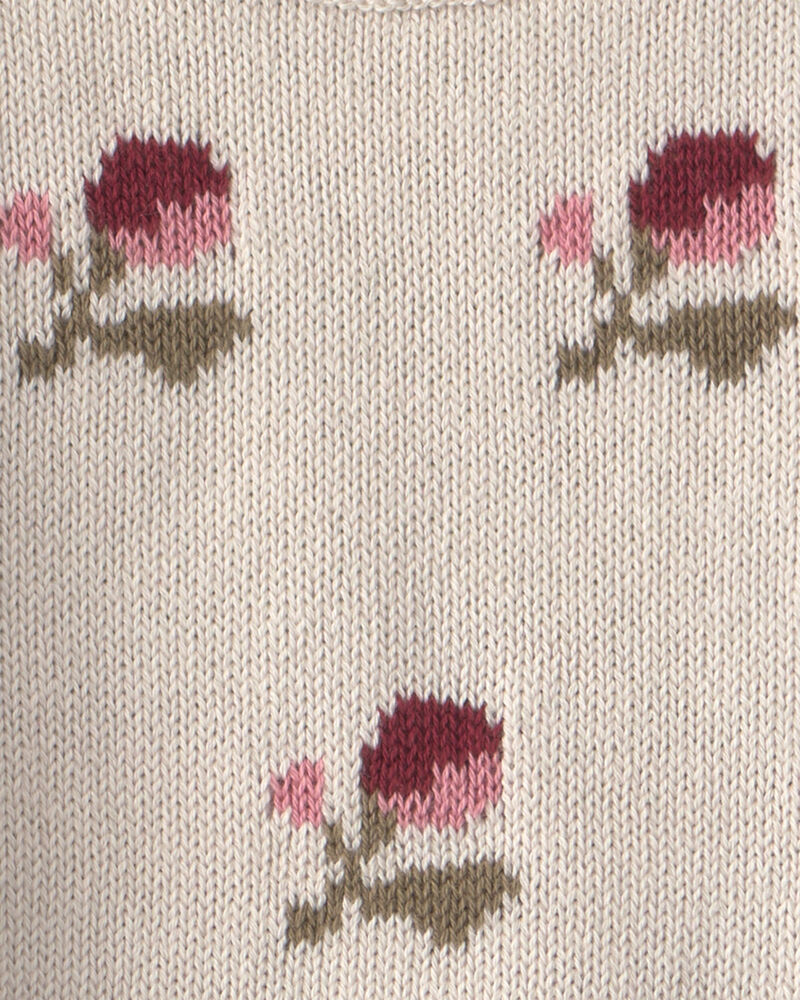 B&eacute;b&eacute; - Chandail en tricot de coton biologique &agrave; motif jacquard floral, image 3 sur 3 diapositives