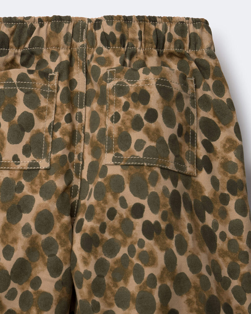 Toddler Girl Pleated Pants in Leopard - Tan, image 3 of 3 slides