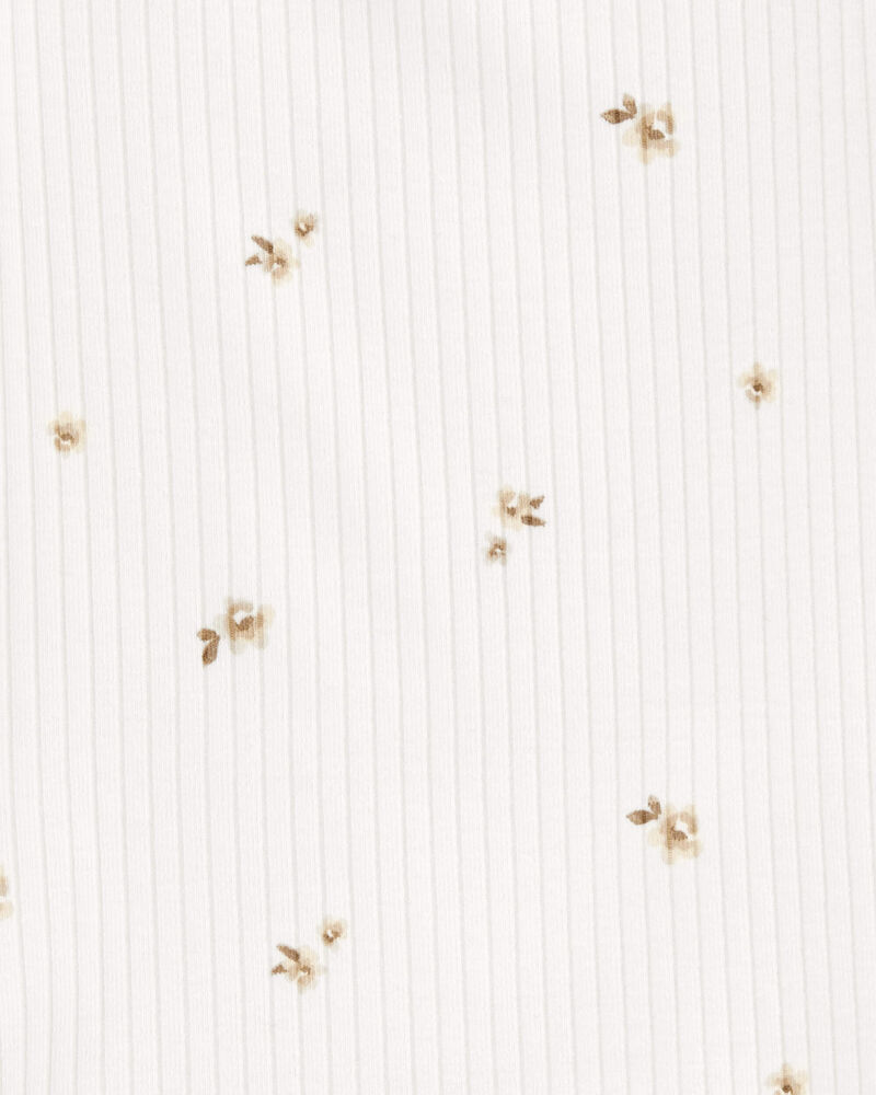Girls Long-Sleeve Floral Rib Tee - Ivory, image 2 of 3 slides