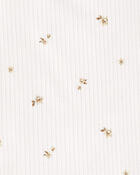 Girls Long-Sleeve Floral Rib Tee - Ivory, image 2 of 3 slides