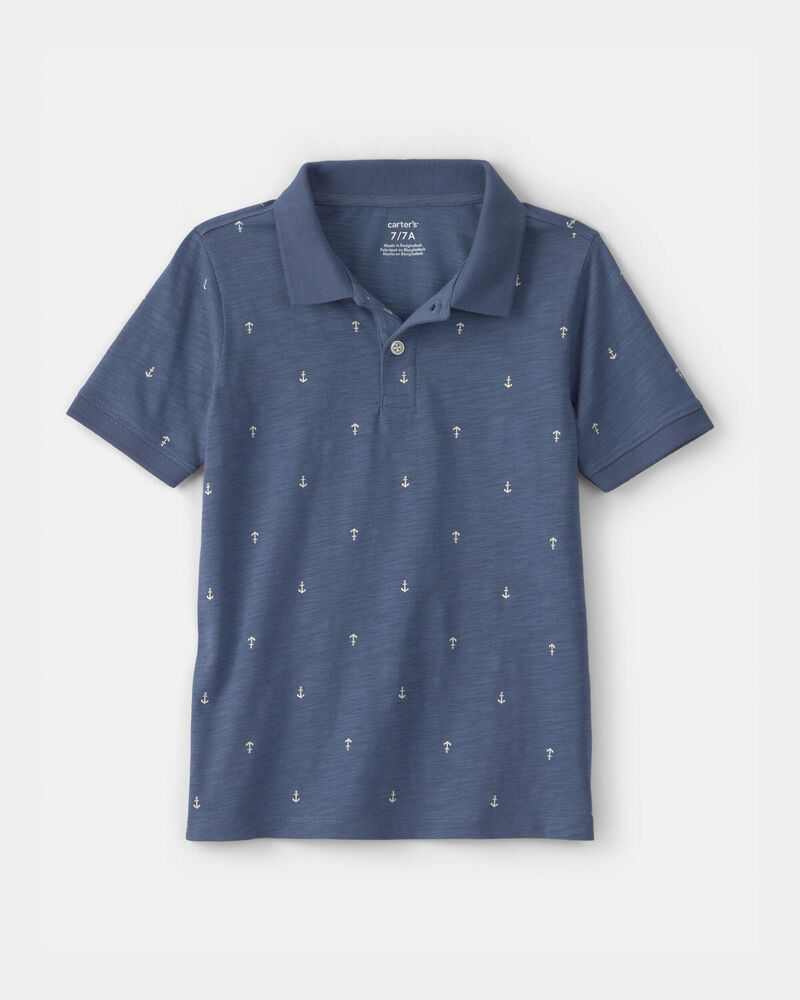 Boys Anchor Polo Shirt - Blue, image 1 of 3 slides