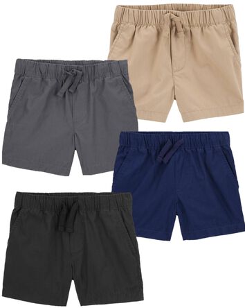 Emballage de 4 shorts à enfiler en popeline pour tout-petits, 
