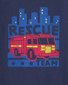 Tout-petit gar&ccedil;on - T-shirt manches longues &agrave; imprim&eacute; de camion de pompiers &laquo;Rescue Team&raquo; - Bleu marine, image 2 sur 2 diapositives