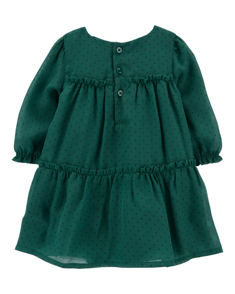 Baby Tiered Crepe Holiday Dress, image 2 of 5 slides
