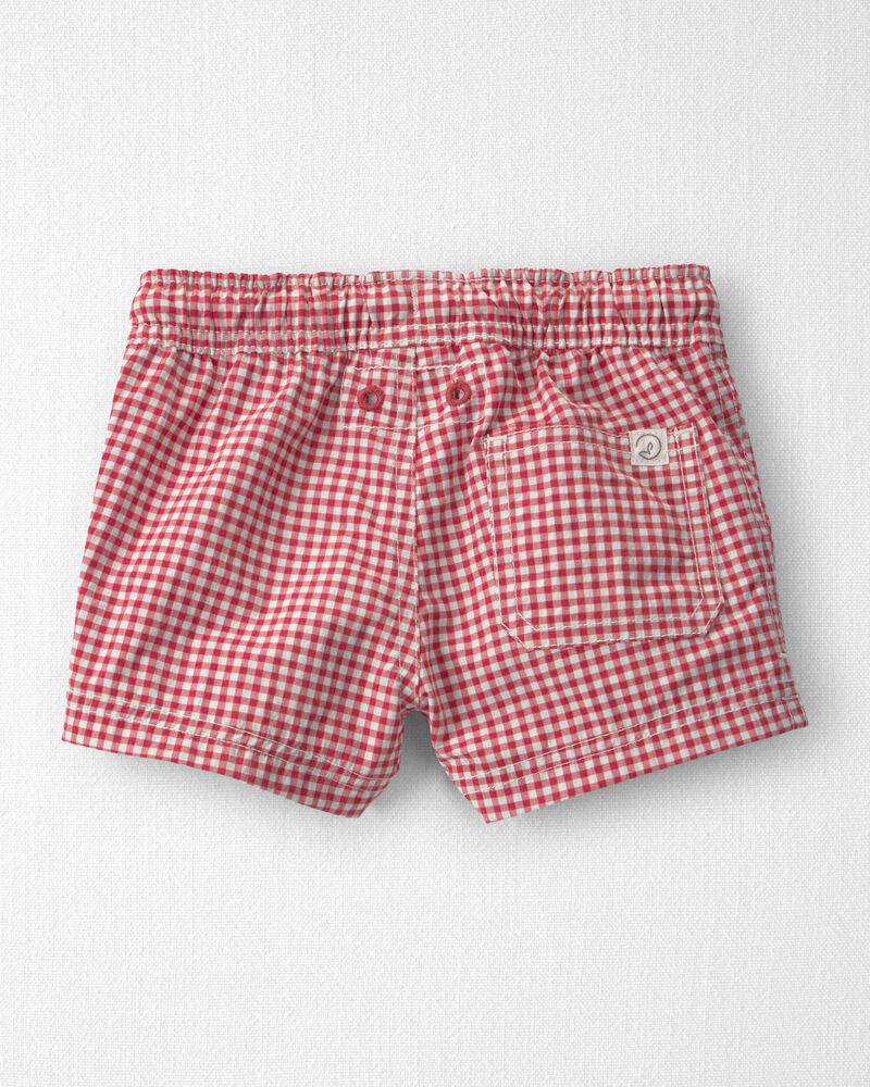 Baby Boy Recycled Swim Trunks in Red Gingham, image 2 of 5 slides