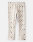 Toddler Girl Heart Pull-On Stretch Cozy Leggings - Cream, image 1 of 5 slides