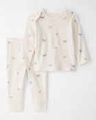 Baby 2-Piece Organic Cotton Ribbed Knit Set in Butterfly Breeze Print, image 1 of 4 slides