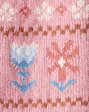 Bébé fille - Cardigan à manches longues motif jacquard - Rose, 