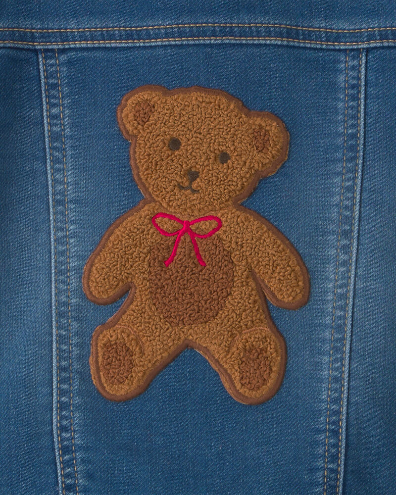 Toute-petit fille - Blouson en denim &agrave; appliqu&eacute; d&rsquo;ourson &ndash; D&eacute;lav&eacute; moyen, image 5 sur 5 diapositives