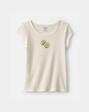 Filles - T-shirt c&ocirc;tel&eacute; &agrave; motif kiwi - Ivoire, 