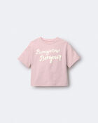 Toddler Girl 'Buongiorno, Bonjour' Rolled Cuff Tee - Light Pink, image 2 of 6 slides