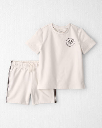 Tout-petit - Ensemble 2 pi&egrave;ces haut et short en jersey bouclette de coton biologique, 