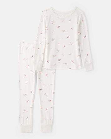 Girls Print PurelySoft Long-Sleeve 2-Piece pyjamas - Ivory, 