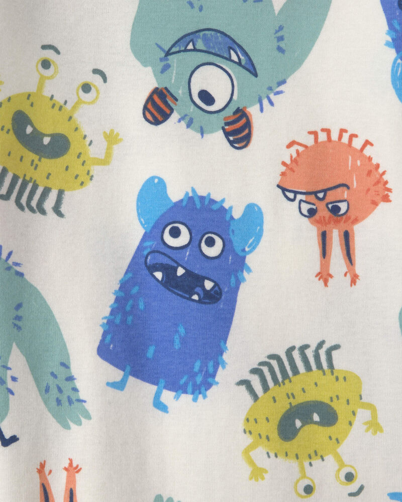 Tout-petit gar&ccedil;on - Pyjama ajust&eacute; 4 pi&egrave;ces en 100 % coton &agrave; motif monstre &ndash; Sarcelle/Cr&egrave;me, image 5 sur 6 diapositives