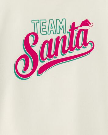 Kids Team Santa' Christmas Fleece Loose Fit Pyjama Top - Cream, 