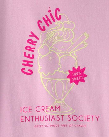 Girls 'Cherry Chic' Ice Cream Graphic Tee - Pink, 