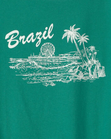 Filles - T-shirt &agrave; imprim&eacute; &laquo;Brazil&raquo; - Vert, 
