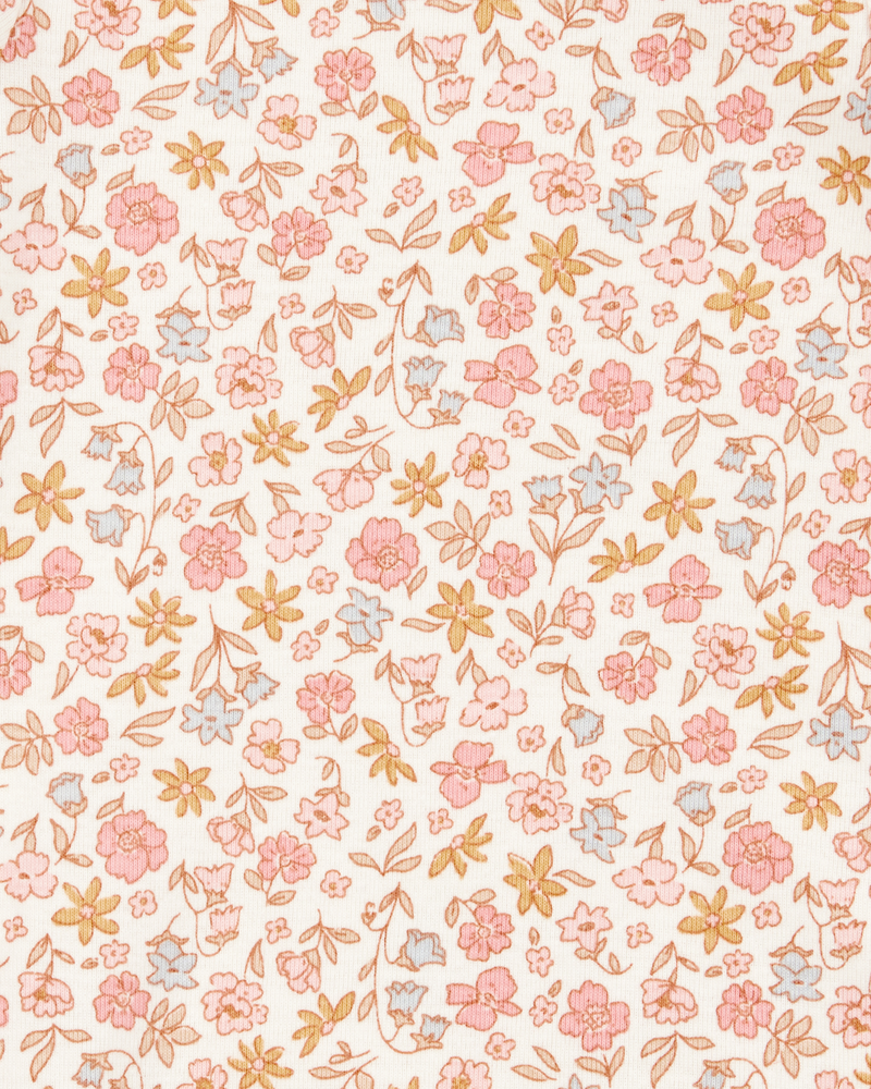 Bébé fille - Emballage de 5 cache-couches à manches courtes en coton à fleurs et lapins, image 5 sur 8 diapositives
