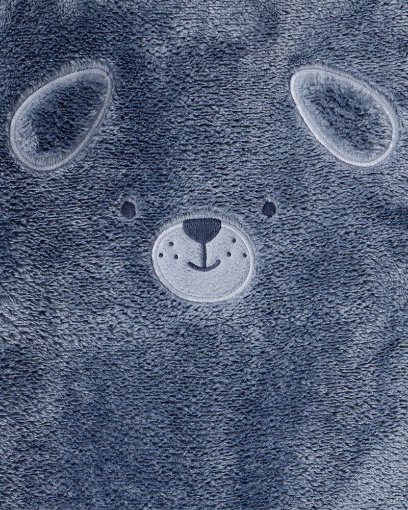 Baby Boy Dog Velour Long-Sleeve Snug Fit Jumpsuit - Blue, image 2 of 3 slides