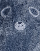 Baby Boy Dog Velour Long-Sleeve Snug Fit Jumpsuit - Blue, image 2 of 3 slides