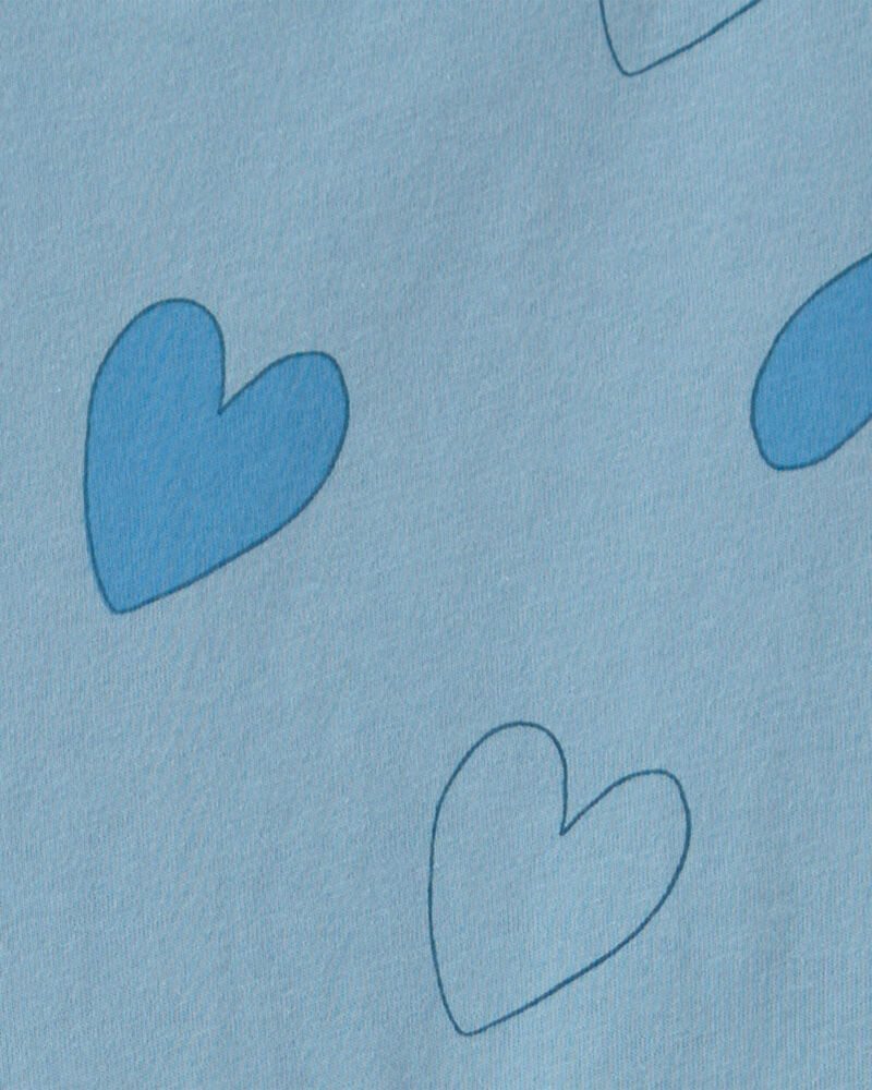 Filles - Robe manches courtes &agrave; motif c&oelig;ur - Bleu, image 3 sur 3 diapositives