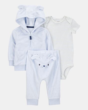 Baby 3-Piece Dog Little Cardigan Set, 