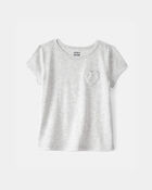 Toddler Girl Heart Pocket Top - Grey, image 1 of 3 slides