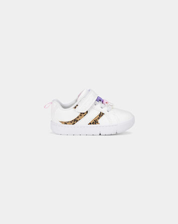 Baby Girl Every Step&reg; First Walker Leopard Charm Sneakers - White, 