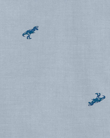 Kid Long-Sleeve Dinosaur Print Chambray Button-Down Shirt - Blue, 