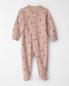 B&eacute;b&eacute; fille - Grenouill&egrave;re en coton biologique &agrave; motif Pommes roses, image 1 sur 4 diapositives