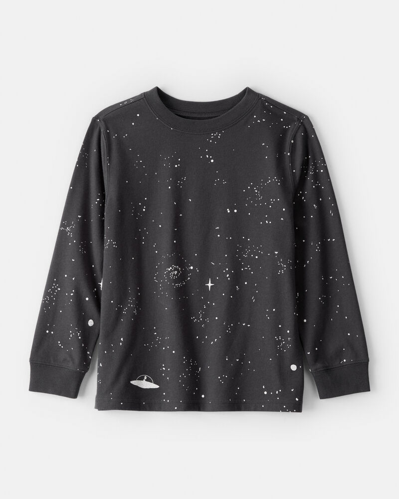 Boys Galaxy Print Long-Sleeve Graphic Tee - Black, image 1 of 3 slides