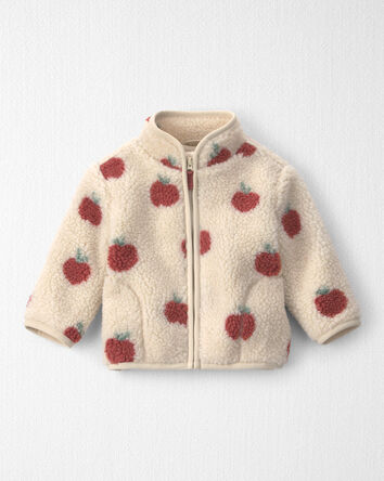 B&eacute;b&eacute; fille - Blouson en molleton teddy recycl&eacute; &agrave; imprim&eacute; de pommes, 