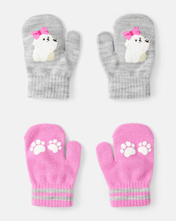 Tout-petit fille - 2 paires de mitaines en tricot KOMBI – Fille, 