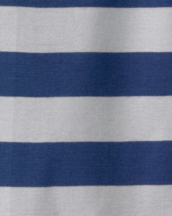 Baby Boy Stripe Short-Sleeve Romper - Blue/Grey, 