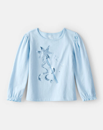 Toddler Girl Metallic Princess Wand Long-Sleeve  Graphic Tee - Blue, 