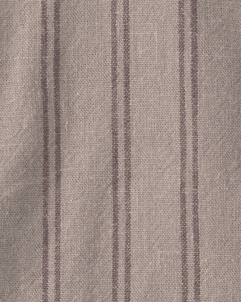 B&eacute;b&eacute; gar&ccedil;on - Ensemble 2 pi&egrave;ces haut sans manches et salopette &agrave; rayures - Brun, image 4 sur 5 diapositives