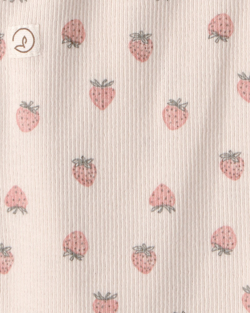 Baby Girl Organic Cotton Ribbed Bodysuit in Strawberry Print, image 3 of 4 slides