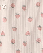 Baby Girl Organic Cotton Ribbed Bodysuit in Strawberry Print, image 3 of 4 slides