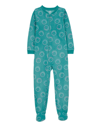 Kid 1-Piece Smiley Face Fleece Footie Pyjamas, 