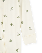 Bébé - Grenouillère PurelySoft à fermeture à glissière à 2 sens à feuilles - Ivoire, image 2 sur 6 diapositives