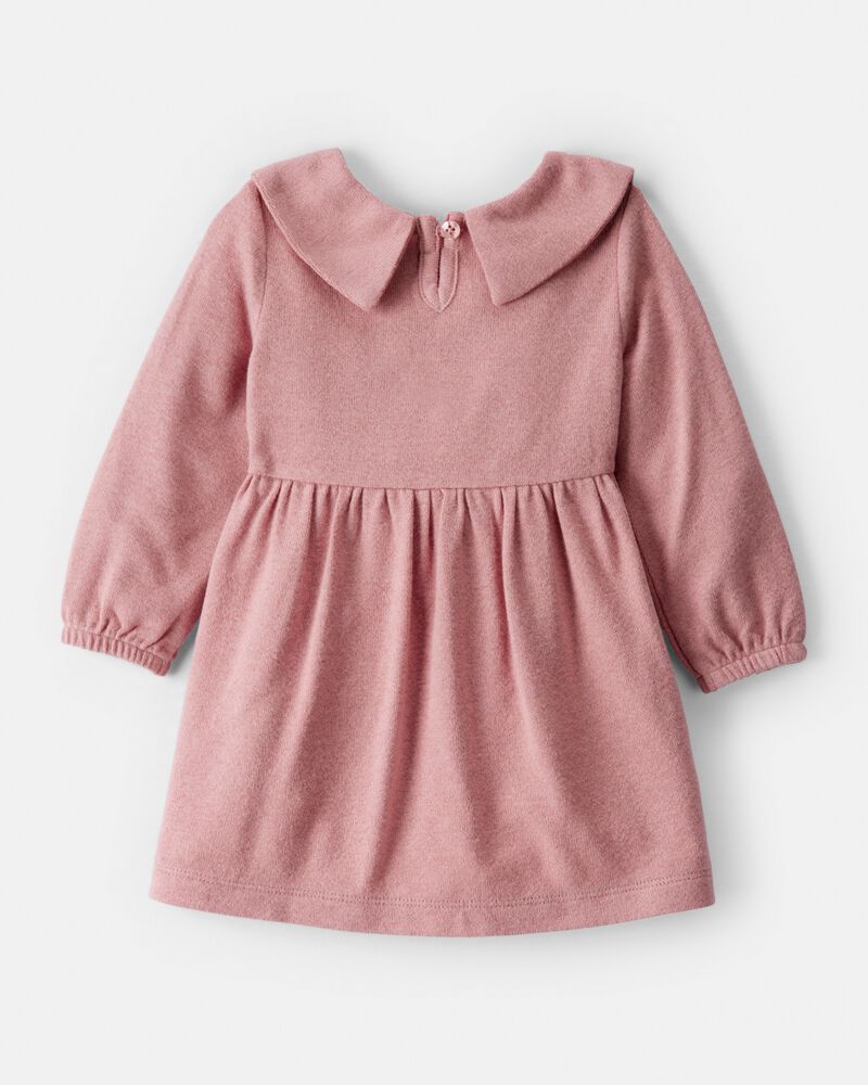 Baby Girl Bow Collor Long-Sleeve Dress Set - White/Pink, image 2 of 4 slides