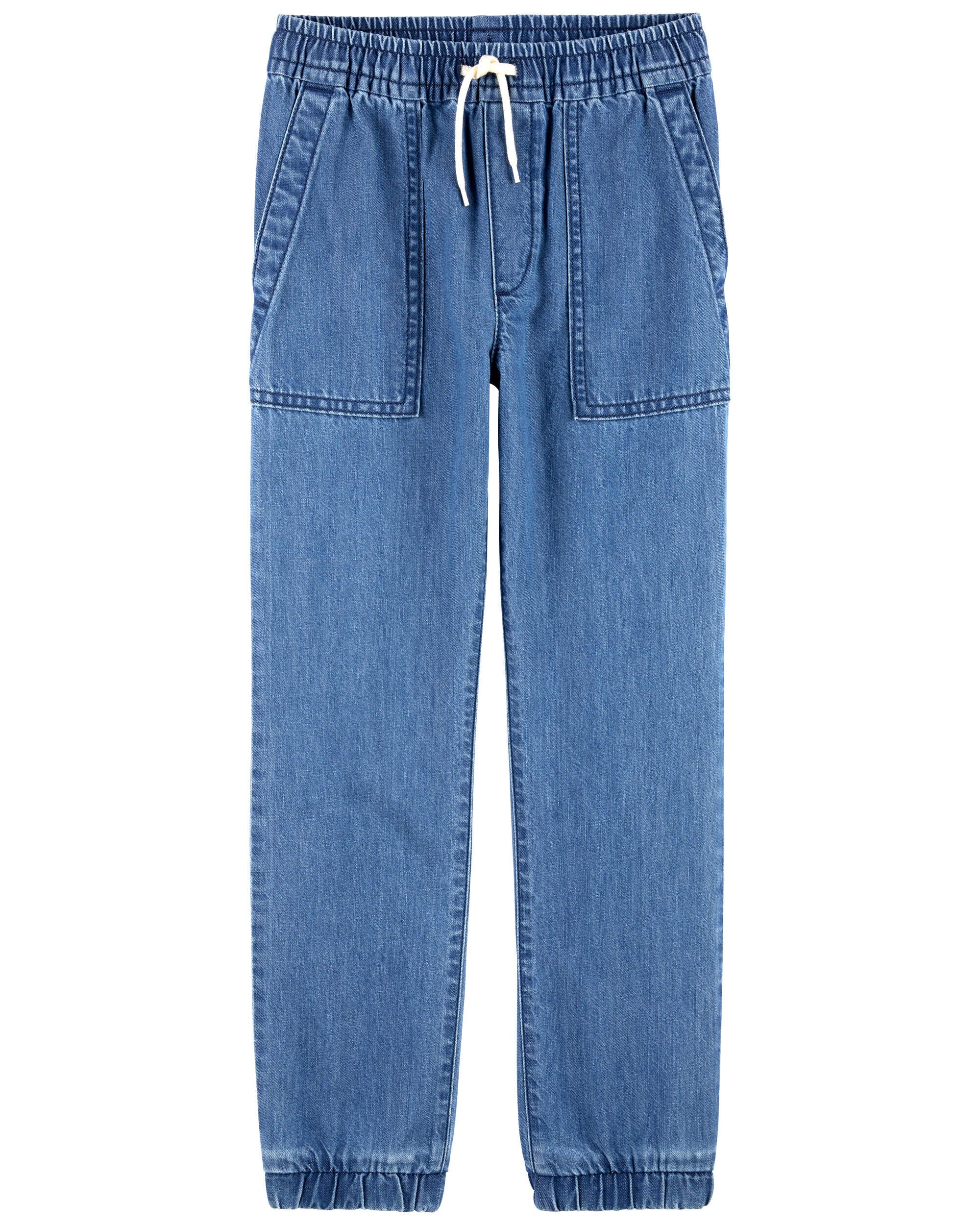 Drawstring denim joggers shop