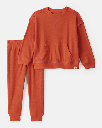 Tout-petit garçon - Ensemble chandail à manches longues et pantalon en tricot gaufré – Vert, 